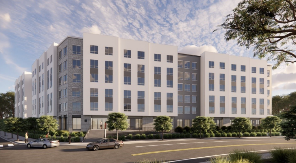 Rendering illustration of the 240 Tamal Vista Blvd housing project. It will be 240 units of housing for seniors.